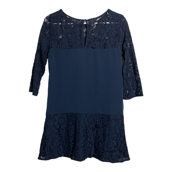 Abercrombie & Fitch Navy Blue Lace Long Sleeve A-Line Dress Size Small - Picture 2 of 14